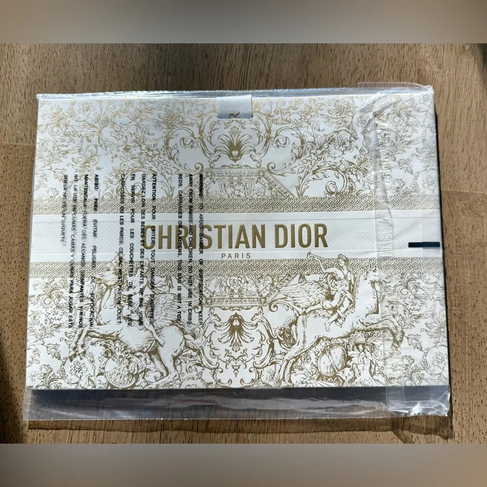 Christian Dior Gold & White Gift Box with Ribbon, New in Packaging